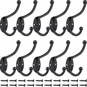 10 Pcs Rétro Crochet Patère Porte Manteau Mural Vintage Crochet de Porte Métal pour Salle de Bain Cuisine Chambre Entrée (Black) - Neuf