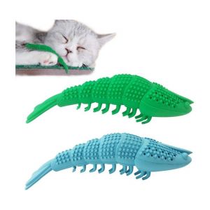 Jouet De Brosse À Dents Interactif Pour Chat - 2 Pièces De Soins Dentaires En Caoutchouc À L'herbe À Chat Pour Chatons, Engageant Et Durable, Favorise L'hygiène Bucco-Dentaire Et Le Plaisir De Jeu - Neuf
