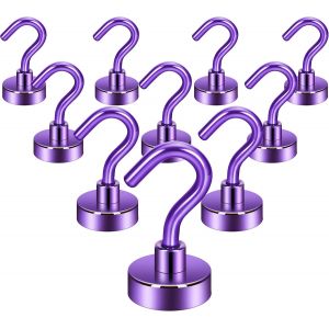 Lot de 10 crochets magn&eacute;tiques, 10 kg, aimants de terre haute performance, avec crochets, crochets de croisi&egrave;re extra puissants &agrave; suspendre (pistolet noir, lot de 10) - Neuf