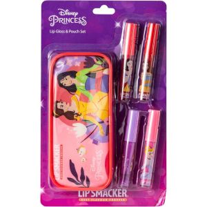KALANKA-Disney Princesses Ensemble de Gloss &agrave; L&egrave;vres, Kit de Maquillage pour Petite Fille avec 4 Brillants &agrave; L&egrave;vres Color&eacute;s, Pochette &agrave; Fermeture &Eacute;clair Inclus - Neuf