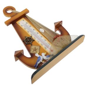 SUBZONAL-Thermom&egrave;tre de Bureau Nautique D'ancre Vintage en M&eacute;tal, D&eacute;coration M&eacute;diterran&eacute;enne de Table, Jauge de Temp&eacute;rature Pr&eacute;cise pour Int&eacute;rieur et Ext&eacute;rieur, Figurine D&eacute;corative Bord - Neuf