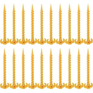 Eryi-10 Pièces Piquets De Tente En Plastique, Piquet De Tente Avec En T, 20cm De Long, Piquet De Tente A Visser, Piquets De Tente Pour Camping Randonnée Voyage(Jaune) - Neuf