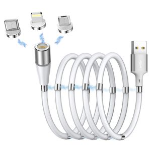 Lbgwp60-Câble De Chargeur Magnétique, 3 En 1 2.4a Charge Rapide Et Synchro Données Câble Aimanté Avec Micro Usb, Type C, Ip Adaptateur Pour Phone, Android Samsung, Huawei, Xiaomi, Kindle - Neuf
