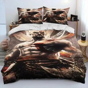 Parure De Lit Kratos Avec Housse De Couette Et Taie D'oreiller, Motif God Of War, Pour Garcon S Et Filles, Taille Double, Queen Et King Size - Neuf