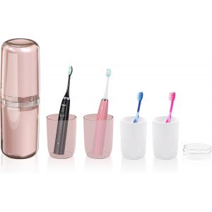 Portable Bo&icirc;te De Brosse &Agrave; Dents Voyage 4-In-1 Etui Brosse &Agrave; Dent Bleu Rangement De Boite Brosse A Dent Respectueux De L'humidit&eacute; Tasse De Brosse &Agrave; Dents Pour Camping Voyages D'affaires Maison Ecole - Neuf