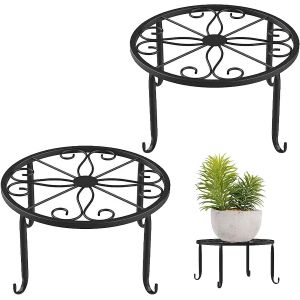 Lot De 2 Support Pour Plantes,Porte-Pots De Fleur En Fer Forg&eacute;,Support De Pot De Fleur En Fer Forg&eacute;,D&eacute;cor Pour Int&eacute;rieur Ext&eacute;rieur Jardin Maison Balcon - Neuf