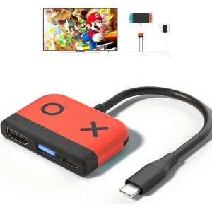 Eryi-Switch Dock Pour Nintendo Switch Oled, Adaptateur Tv 3 En 1 Avec Hdmi 4k, Port Usb 3.0, Charge De Type C 65w Pd, Portable Travel Adaptateur Pour Nintendo Switch/Switch Oled - Neuf