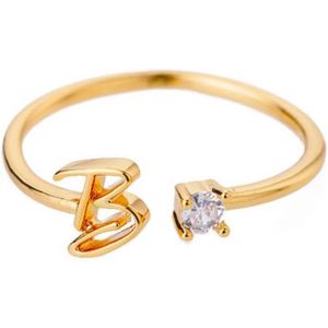 Kahfl-Bague En Or Pour Femme-Bague Avec Lettres-Réglable-Bague Ouverte-Lettre A-Z-Bague Avec Nom-Bijoux Fantaisie-Bague Minimaliste Empilable-Cadeau Pour Femme - Neuf
