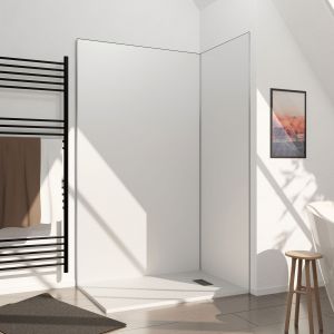 Lot de 2 Panneaux Muraux Aluminium Blanc 80+120 x 210 cm avec Profil&eacute;s Chrome - WALL'IT - Neuf