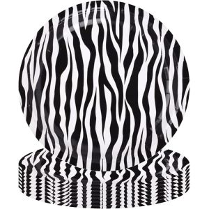 Kal-16 Pièces Assiettes En Papier Imprimé Zèbre 9 Pouces Assiettes En Papier Pour Fête D'animaux De La Jungle Vaisselle De Fête À Thème De La Jungle Pour Enfants Fournitures De Fête D'anniversaire - Neuf