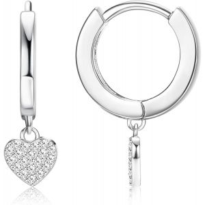 Kal-Argent Or Boucles D`Oreilles Pour Femmes, Argent Sterling 925 Hypoallergénique Huggie Boucles D`Oreilles Avec Étoile/Coeur/Pièce/Serpent Pendentif Boucles D`Oreilles Pendantes - Neuf