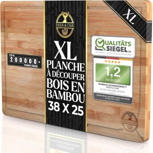 Planche A Decouper Bois Bambou 38 X 25 X 2 Cm, Pour Découper La Viande Ou Les Légumes ¿ Planche À Découper Professionnelle - Bois Pré-Huilé, Traité Et Esthétique - Neuf