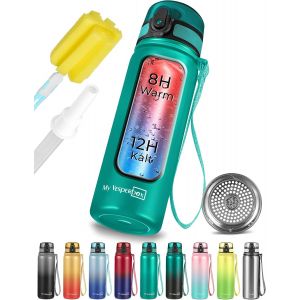 - Gourde Thermos En Acier Inoxydable Anti-Fuite - Avec Paille Ou Passoire - 400 Ml, 600 Ml - Sans Bpa - Pour La Maternelle, L'école (Arc-En-Ciel 600 Ml) - Neuf