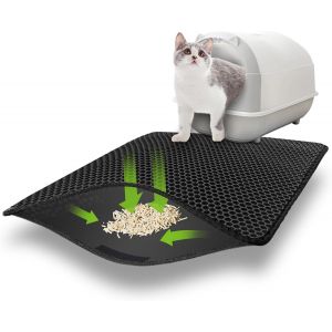 Kalanka-Tapis Litiere Chat, 75 * 55cm Double Couche Non-Slip Tapis De Liti&egrave;re Pour Chat Conception &Agrave; Grands Trous, Urin- Et Imperm&eacute;able, Facile &Agrave; Nettoyer - Neuf