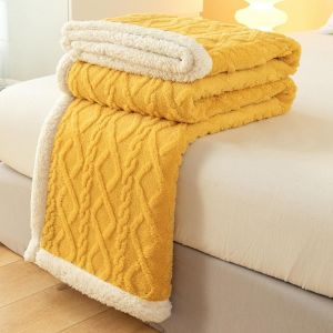 Kyaoayo-Couverture Sherpa De Qualité Supérieure - 150 X 200 Cm - Couverture Polaire - Couverture Moelleuse - Pour Lit, Canapé, Salon - Jaune - Neuf
