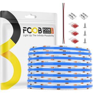 ERYI-Cob Bleu Flexible Haute Densité Bande Led 480Leds/M 9W/M 16.4Ft/5M Dc12V 8Mm Large Cri90+ Dimmable Uniform Led Light Pour Le Bricolage Décoration(Ne Contient Pas D'Alimentation¿Contrôle) - Neuf
