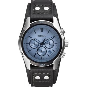 Montre Pour Homme Coachman, Mouvement Chronographe &Agrave; Quartz, Bo&icirc;tier En Acier Inoxydable Argent&eacute; De 45 Mm Avec Bracelet En Cuir V&eacute;ritable, Ch2564 - Neuf
