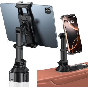 Support Tablette Voiture Gobelet Porte, Support iPad Voiture 360&deg; Rotation avec Bras T&eacute;lescopique+Pliable Clip, Compatible 5-13"" iPad Pro Air Mini Samsung Kindle iPhone Accessoire Voyage - Neuf