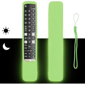 &Eacute;tui &agrave; t&eacute;l&eacute;commande en silicone compatible avec TCL RC802NU YUI1 RC802N YUI1 TV T&eacute;l&eacute;commande Housse de protection antichoc avec un cordon (vert fluorescent) - Neuf