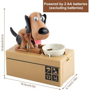 TZF-Tirelire Chien Affamé, Tirelire en Forme de Chien Affamé, Tirelire Electronique Enfant, Tirelire Chien Économiser, Tirelire Jouet à Croquer Cadeau d'anniversaire pour Enfants - Marron - Neuf