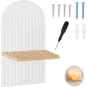 Cauc-Boheme Etagere Murale Bois, &Eacute;tag&egrave;re Murale Boh&egrave;me Incurv&eacute;e Vintage, &Eacute;tag&egrave;re Murale Boh&egrave;me Moderne, &Eacute;tag&egrave;re Murale Boh&egrave;me &Eacute;l&eacute;gante, Pour Chambre &Agrave; Coucher, Balcon, Salle De Bain, Salo - Neuf