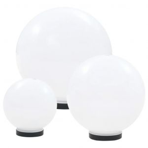 Lot De 3 Lampes &Agrave; Led D&eacute;coratives Sph&eacute;riques 20 X 30 X 40 Cm Ambiance Cosy En Pmma Blanc Helloshop26 02_0045971 - Neuf