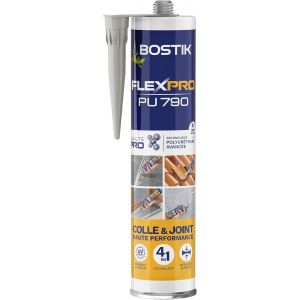 Mastic Colle Flexpro PU 790 Colle et Jointe Tous Matériaux Multi-Usages Intérieur/Extérieur et Milieux Humides Formule Polyuréthane Haute Performance Couleur : Gris 300 ml - Neuf