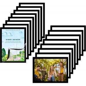 Cmwx-Lot De 16 Cadres Photo Magn&eacute;tiques A4, Autocollants Et &Eacute;tanches Pour Peintures, Photos, Avis, Certificats, Affiches (Noir) - Neuf