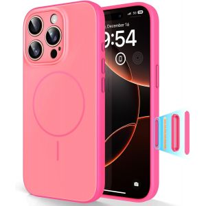 NSIECD-Coque Magn&eacute;tique pour iPhone 16 Pro Max avec Bouton de Capture de Contr&ocirc;le de Cam&eacute;ra,Compatible MagSafe, Protection Totale de la Cam&eacute;ra, Design Color-Blocking, Coque TPU Toucher Doux - Fuchsia - Neuf