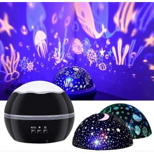 Kid Night Light Projecteur Star Sky Ocean Fish Dolphin Rotating Image Projecteur Lampe Nuresy Room Decor Cadeau Pour Filles Gar&ccedil;ons - Neuf