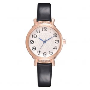 Montre-Bracelet A Quartz Decontractee Disu Pour Femme Avec Strass Et Chiffres Arabes (Noir) - Neuf