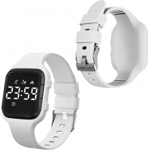 Kal-Non Connectée Podomètre Montres Sans App, Montre Rechargeable À Durée De Vie De La Batterie De 20 Jours, Enfants Montres Numériques Ip68 Etanche Avec 3 Réveils Pour Garçons Et Filles Enfants - Neuf