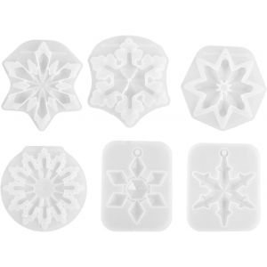 Kal-Lot De 6 Moules En Silicone Pour Flocons De Neige, Modèles De Flocons De Neige De Noël, Bijoux Pendentifs, Moules À Flocons De Neige, Moules À Goutte En Cristal, Adaptés Pour La Fabrication - Neuf