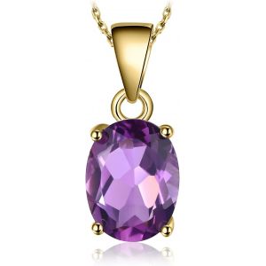 Kal-Magnifique Pendentif Naturelle Améthyste Péridot Grenat Citrine Topaze En Forme Ovale Goutte Une Chaîne Femme, Argent 925/ Plaqué Or Rose/Or Jaune, Ensemble Bijoux Collier Cadeau 45cm - Neuf