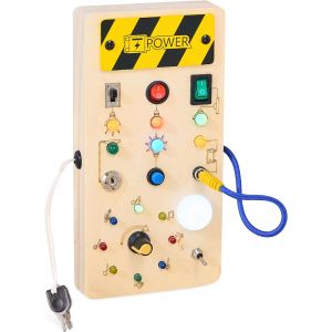MDY-Jeu Montessori Busy Board Lumineux En Bois Avec Interrupteur Led - Jouet Bébé Éducatif Pour Enfants - Jouet Sensoriel Lumineux Busy Light - Planche D'activités Éducatives - Cadeau Pour Enfants 3 - Neuf