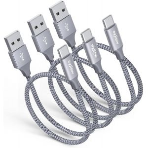 DDA-Câble USB C Court [0.5M Lot de 3], 50cm Câble USB Type C Charge Rapide 3A Chargeur Nylon pour Samsung Galaxy S25 S24 S23 S22 S21 S20 S10 A13 A12 A14 A52 A53 A53s S9 S8 Redmi 9A Note 11 Pro - Neuf