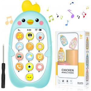 Télécommande TV, Jouet télécommandé de Musique,Jouet de Téléphone Portable pour Bébé,Téléphone Portable Jouet, télécommande du simulateur de bébé (Bleu) - Neuf