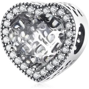 Colours Charm En Verre De Murano En Argent Sterling 925,Breloques Pour Bracelets,C?Ur D'amour Rose,Perle Ronde Rouge Breloque Pour S'adapter Aux Femmes Bracelets/Colliers - Neuf