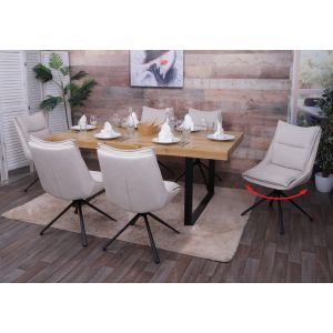 Lot de 6 chaises de salle &agrave; manger HWC-N71 pivotante tissu/Textile (420 g/m&sup2;) &Ouml;ko-Texcr&egrave;me-beige - Neuf