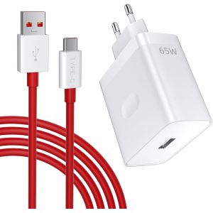 Thef-65w Chargeur Rapide Avec Câble Usb C 1m Supervooc Charge Pour Oneplus 10 Pro North Ce 2 Lite,Chargeur Rapide Vooccharge Avec Câble Usb Type-C Pour Oppo Find X5 X3/2 Neo/Reno10/8/7 Pro,Realme Gt - Neuf