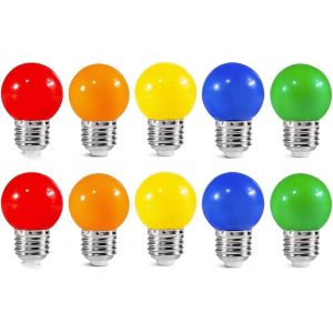 Kal-G45 E27 2w Ampoules Led Colorées, Ensemble De Couleurs Mélangées Rouge Jaune Bleu Vert Orange, Ampoules Décoratives De Fête, Décoration De Vacances, 10pcs - Neuf