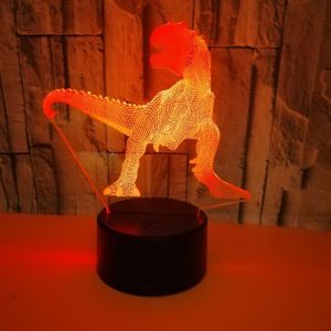 3d Dinosaures Lampe Illusion Optique Led Veilleuse, Easehome Optiques Illusions Lampe De Nuit 7 Couleurs Tactile Lampe De Chevet Chambre Table Art Déco Enfant Lumière De Nuit Avec Câble Usb - Neuf