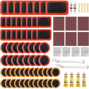 Letnerny-Rustine Velo, 86pcs Kit Reparation Pneu Velo, Rustine Chambre A Air, Kit De Crevaison, Boîte De Rangement Portable, Rustines Chambre À Air - Neuf