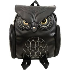 KALSC-Sac À Dos Femme Hibou En Cuir Pu Noir Sac À Dos De Dessin Animé Décontracté Pour L'École Et Les Activités Quotidiennes Multi-Poches Et Bretelles Réglables - Neuf