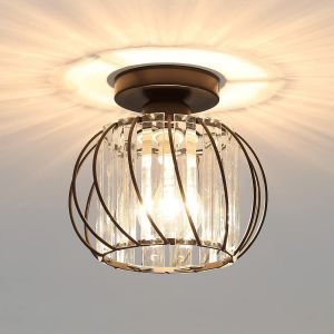 Moderne Led Crystal Plafonnier E27 Mini Lustre En Cristal Pour La Cuisine, La Salle À Manger, Chambre À Coucher Couloir D'entrée (Noir) - Neuf