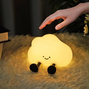 Veilleuse Enfant Veilleuse B&eacute;b&eacute;, Mignon Veilleuse Enfant Rechargeable Par Usb, Silicone Lampe De Chevet Tactile, 3 Modes Luminosit&eacute; Avec 30 Minutes Minuterie, Deco Chambre Bebe (Nuage) - Neuf