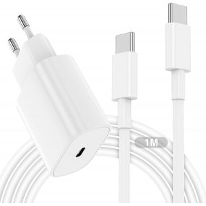 JGD-Chargeur rapide de 20 W et c&acirc;ble USB C &agrave; C 1 m, chargeur USB C avec c&acirc;ble 1 m&egrave;tres pour apple iphone air/17/16e/15 Pro max/plus/Pour ipad pro/12.9/11/10/air/mini, alimentation type C Charge rapid - Neuf