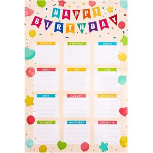 ERYI-4Pcs Carte D'Anniversaire Confettis La Classe, Affiche Calendrier Joyeux Anniversaire Réutilisable Décorations Tableau D'Affichage Fournitures Enseignants Rentrée Scolaire Pour La Crèche - Neuf