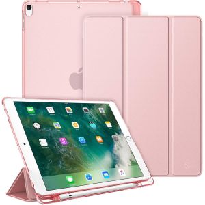 Coque Pour Ipad Air 3 2019 / Ipad Pro 10.5 2017 Étui Transparent Avec Porte-Stylo Housse De Protection Avec Fonction Sommeil/Réveil Automatique, Or Rose - Neuf