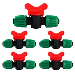 5 Pi&egrave;ces 16mm Vanne Commutation D'Irrigation, Irrigation Pipe Valve Switch, Robinets de Verrouillage pour Syst&egrave;me D'irrigation Goutte &agrave; Goutte, pour 16mm Tuyau, Vert - Neuf